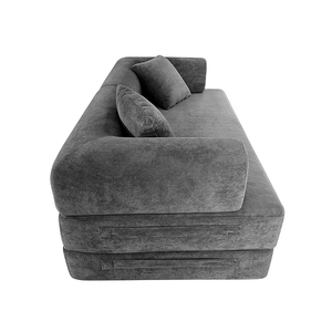Juego de sofá cama seccional al vacío de espuma de alta densidad para el hogar, muebles de diseño moderno, tela de terciopelo, franela, compresión, madera Modular - Product Image 4