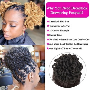 <span class=keywords><strong>Chignon</strong></span> Dreadlocks Pétale à Cordon, <span class=keywords><strong>Chignon</strong></span> Afro Puff, Queue de Cheval Courte et Volumineuse, Tressée, Torsadée, en Fibre, Extension de Cheveux pour Femme - Product Image 2