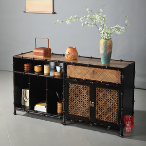 Lacquered Bamboo <b>Storage</b> Cabinet Chinese Style Tea <b>Sideboard</b> Low Cabinet Entryway Cabinet Living Room Cabinet - Product Image 4