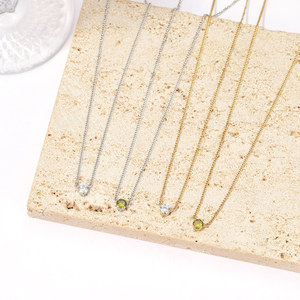 Collana Minimalista Solitario con Zirconia Cubica Rotonda in Acciaio Inossidabile 316L Placcato Oro PVD 18K, Girocollo Delicato per <span class=keywords><strong>Donna</strong></span>, Vendita all'Ingrosso - Product Image 3