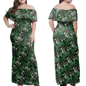 Pod Nieuwe Korting Hawaiian Polynesische Traditionele Tribal Print Vrouwen Jurken Elegante Potlood Off Shoulder Party Bodycon Midi Dress