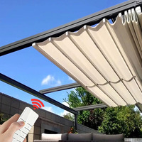 Tissu PVC 5x7 mètres, auvent de restaurant extérieur personnalisable en aluminium résistant à la pluie, auvent pliable électrique résistant à la pluie