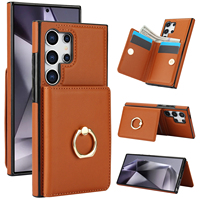 Étui de luxe en similicuir avec porte-cartes et anneau support pour Samsung Galaxy S26 Ultra, S25 Plus, S24, S23, S22, Note20, A56
