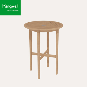 Conjunto de Muebles de Exterior de Teca Duradera, Madera Maciza Natural, <span class=keywords><strong>Taburetes</strong></span> de Bar <span class=keywords><strong>y</strong></span> Mesa Alta para Jardín con Cojín Impermeable - Product Image 4