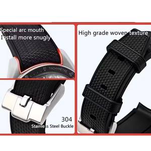 Bracelets de montre en silicone liquide souple de luxe, 20 mm, extrémités incurvées, remplacement pour Omeg-a Moonswatch, respirant, en <span class=keywords><strong>acier</strong></span> inoxydable - Product Image 6