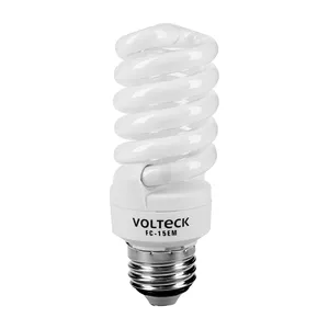 Volteck Mini T2 15W Luz cálida Lámparas fluorescentes en espiral Caja de 4 con blíster Compatible con bases T4 E14 B22 - Product Image 1