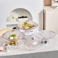 Assiette Ronde Transparente Moderne de Luxe Écologique en Plastique avec Incrustation Dorée – Plateau à Fruits, Boîte à Snacks, Plat à Fruits Secs pour Fêtes
