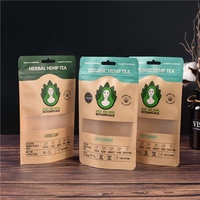 Sacs en papier Kraft biodégradable à fermeture automatique, Logo imprimé personnalisé, emballage pour sachets de thé avec fenêtre, vente en gros