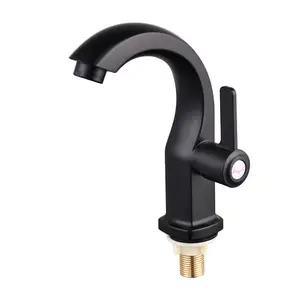 Wholesale Moon Style Basin Faucet Black Plastic Single Handle Cold Water Chromed Wash Taps