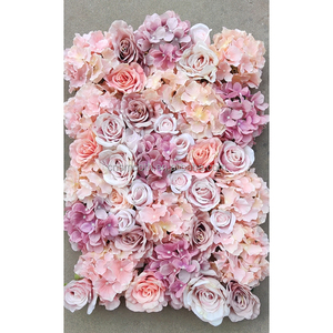 Smooth wholesale cheap plastic net backside silk rose flower wall for wedding events backdrop decoration