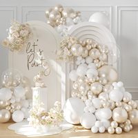 Kit d'arc de ballons rose double en peluche pour bébé, guirlande de ballons blancs perlés pour anniversaire, fête prénatale et décoration.