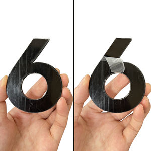 Plaques de porte d'appartement autocollantes modernes en acrylique noir résistant à l'eau de 75 mm (3 pouces) pour extérieur - Product Image 4