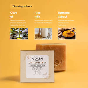 ADASH of Me Anti Ageing Bar Turmeric Rice Milk Soap Natural Clean Ingredients for Youthful Glowing Skin Care - Product Image 5