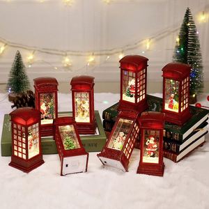 Nueva Lámpara de Viento Navideña LED, Decoración de Cabina Telefónica Retro Europea, Luz Nocturna con Muñeco de Nieve, Rellenable con Agua, de Plástico - Product Image 1