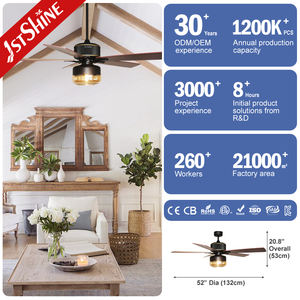 1Stshine Plafondventilator Zitkamer 52 Inch Europese Stijl 6 Snelheden Afstandsbediening Plafondventilatoren - Product Image 3