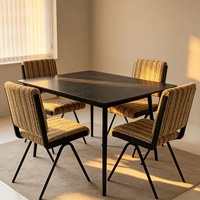 Chaise de salle à manger moderne à structure en acier avec dossier rayé - Conception durable pour la maison, le bureau et les salles à manger