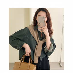 Marmitta Cardigan a strati con mantella a scialle in maglia LS per accessori in maglia Premium - Product Image 1