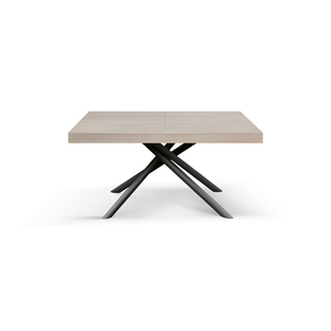Mesa de Comedor Extensible Pearl Elm 160x90 con Patas Tubulares Cruzadas Negras para Uso Interno - Product Image 1