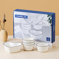 Bols en céramique blanche très demandés, bols en céramique pour la maison, 5 pièces/ensemble, ensemble de vaisselle en céramique créative, ensemble de bols pour restaurant