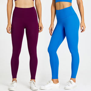 थोक महिलाओं की उच्च कमर जिम फिटनेस पैंट लुभावनी खेल थें टी-लाइन ठोस पैटर्न योग लेगिंग बट लिफ्ट लेगिंग - Product Image 4