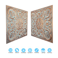Carreaux de plafond modernes en étain gaufré vintage en cuivre résistant aux intempéries Panneaux muraux décoratifs en plastique 3D Plafond imperméable en PVC PL30
