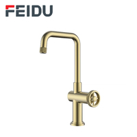 Robinet de cuisine FEIDU moderne à double poignée en nickel brossé, monotrou en laiton avec douchette extractible et cartouche céramique
