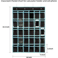 Organizador de bolsillos de PVC para el aula, soporte para teléfonos móviles y calculadoras, almacenamiento colgante para pared/puerta, organizador de teléfonos.