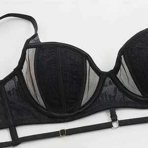 Conjunto de Lencería Sexy de Encaje Negro para Mujer, Venta al Por Mayor, de Alta Calidad, Conjunto de Dos Piezas, Sujetador y Bragas - Product Image 4