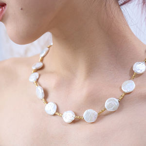 שרשרת פנינים-עיצוב חרוז פנינה טבעית משובחת-שרשרת יוקרתית-שרשרת מפוארת - Product Image 2