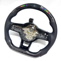 Pour VW/Volkswagen MK7 GTI Golf 6 7 7.5 R R-Line CC Polo Passat B8 Volant en fibre de carbone avec LED Accessoires de voiture