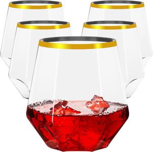 Copas de Vino de Plástico Desechables con Forma de Diamante de 12 oz, Resistentes a los Golpes, Recicladas, para Fiestas, Bares y Whisky - Product Image 5