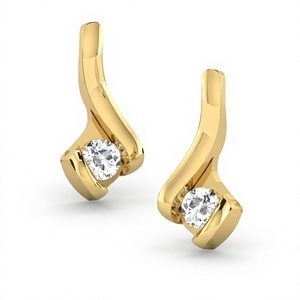 Pendientes de Oro de 14k Personalizados con Diamante Solitario VVS1 Cultivado en Laboratorio, Joyería Moderna al por Mayor, Diseño de Onda Retorcida, Novedad - Product Image 1