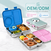 Aohea OEM ODM Boîte à lunch bento en acier inoxydable 304 à compartiments, étanche, pour enfants, avec couvercle facile à ouvrir, logo personnalisé pour l'école