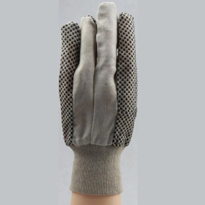 Guantes punteados de PVC de lona/taladro transpirable y resistentes al desgaste, guantes de seguridad de trabajo de muñeca de punto gris - Product Image 6