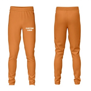 Custom Orange Men's <b>Elastic</b> <b>Waist</b> Flat <b>Trouser</b> Pant Cotton Fleece Quick Dry Regular Fit Sportswear - Product Image 1