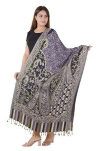 Weaved Viscose Jamavar Stole Elegant Woven Paisley Pattern Long Fashion <b>Wrap</b> for Women Soft Draping <b>Shawl</b> for Festive Wear - Product Image 2
