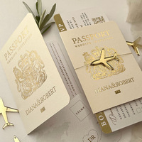 Personnalisé pour passeport, anniversaire, invitation de mariage, carte d'embarquement, RSVP, dorure à chaud, breloque avion, style européen pour destination