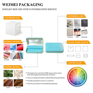 WEIMEI Custom Logo Luxury Velvet Portable Travel <b>Ring</b> Earring Bracelet Necklace <b>Storage</b> Organizer Gold Metal Trim Jewelry Box - Product Image 2