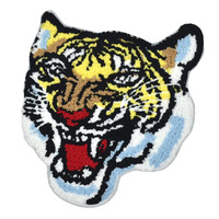 Patchs en chenille de tigre à paillettes personnalisés en gros, patchs en chenille de tigre à paillettes roses de haute qualité à repasser sur les vêtements