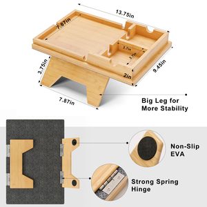 Maßgefertigtes Abnehmbares Bambus-Sofa-Armlehnen-Tablett Tragbarer Beistelltisch <span class=keywords><strong>Couchbar</strong></span> mit Getränkehalter für Getränke Snacks Fernbedienung für Küchengebrauch - Product Image 2