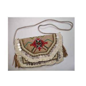 Indien Boho femmes sac de messager à la main perlé coton toile géométrique soirée Shopping fête pochette sacs à bandoulière mode - Product Image 6