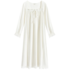 <span class=keywords><strong>Camicia</strong></span> da <span class=keywords><strong>notte</strong></span> a <span class=keywords><strong>manica</strong></span> <span class=keywords><strong>lunga</strong></span> da donna in cotone primavera stile corte da principessa in pizzo retrò dolci lunghi per la casa larghi pigiami taglie forti 148 - Product Image 6