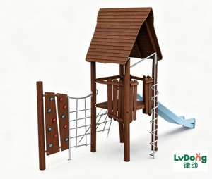 Toboggan en bois pour centres éducatifs, équipement de terrain de jeux pour enfants, matériau écologique sain avec prix d'usine abordable - Product Image 1