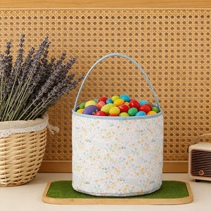 <span class=keywords><strong>Panier</strong></span> de Pâques en toile personnalisé imprimé en gros, motif floral de lapin, chasse aux œufs, sac fourre-tout avec poignée, paniers de Pâques - Product Image 2