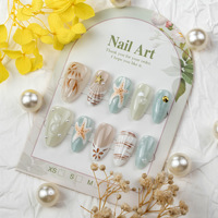 Vente en gros de faux ongles en ABS français personnalisés, 30 pièces, coquille 3D et étoile, ongles artificiels détachables pour salon de manucure