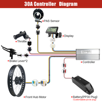 Kit de conversion VTT électrique 48V 750W avec moteur de moyeu avant sans balais, pneus 4.0, dropout 135mm, pour neige, 20 24 26 pouces