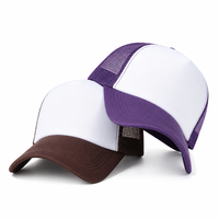 Casquette de baseball unisexe en mousse avec logo personnalisé, blocs de couleur, maille respirante, protection solaire pour l'été et les activités de plein air