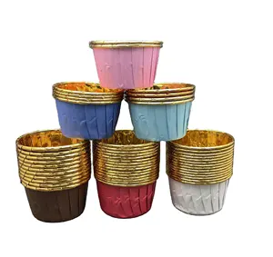Kue Panggang Sekali Pakai Aluminium Foil Stamping Roll Lipit Floret Kue Cangkir Puding Dilapisi Baking Muffin Cups