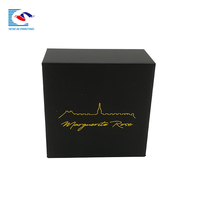 Caja de cartón magnética de lujo, logotipo personalizado, negro, mate, dorado