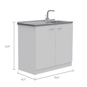 Armoire de cuisine et meuble utilitaire rectangulaire blanc à 2 portes - Product Image 5